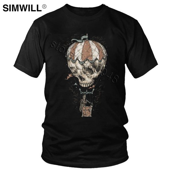 

funny men's air balloon skull shirt short sleeved round neck graphic death journey t-shirt streetwear tee gift idea clothing