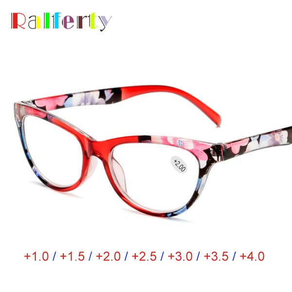 

ralferty cat eye reading glasses women diopter presbyopic eyeglass flower print +1.0 +1.5 +2.0 +2.5 +3.0 +3.5 +4.0 a6902, White;black