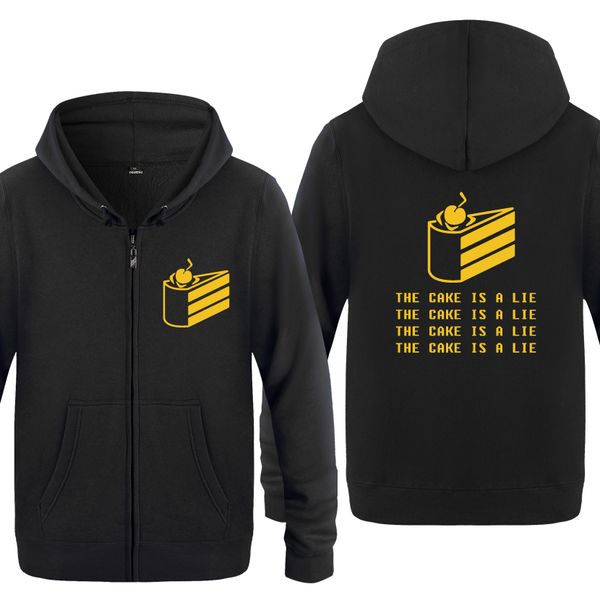 

the cake is a lie game novelty sweatshirts men 2018 mens zipper hooded fleece hoodies cardigans