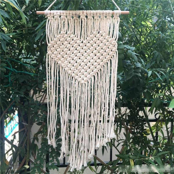 

handmade knitting bohemian tapestry love heart pattern tapestries for home wall hanging decoration supplies sale