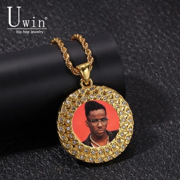 

uwin custom made p medallions necklace & pendant round iced out crystal rhinestone hiphop jewelry for gift, Silver