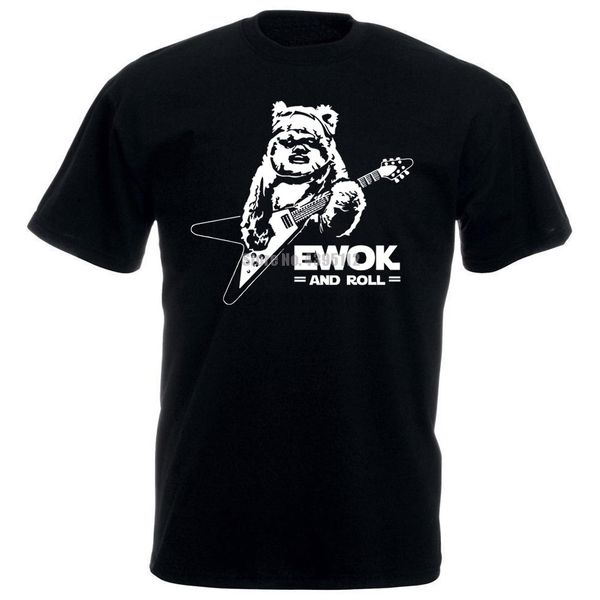 

ewok and roll guitar funny t shirt 100% premium cotton gift present star print t shirts men men t shirt fashion tee