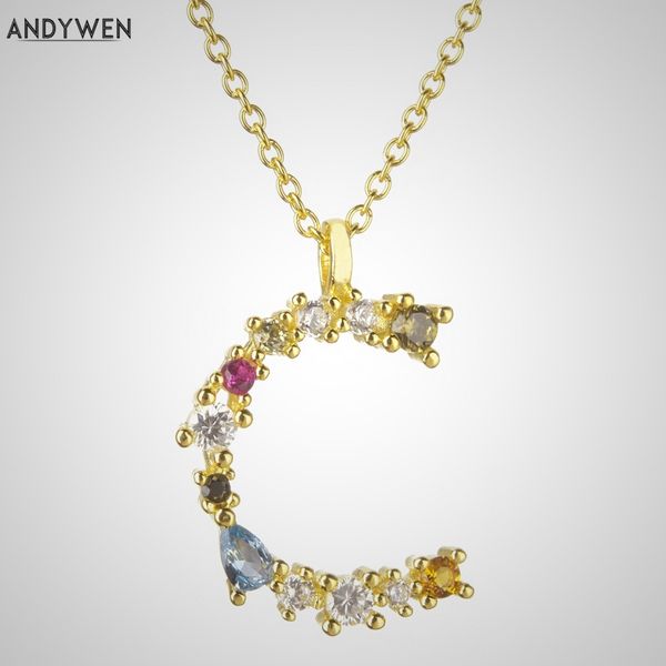 

andywen 925 sterling silver i am initial c p подвеска nekclace красочный кристалл мини sample длинные цепи ожерелье ювелирные изделия adjust