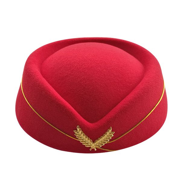 

stewardess hat elegant berets stage performance cap british ceremonial aviation flight attendant fedora hat for woman, Blue;gray