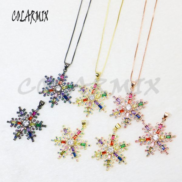 

chains 5 pcs snow fake pendants necklace mix colors crystal jewelry accessories flowers for women 5662, Silver
