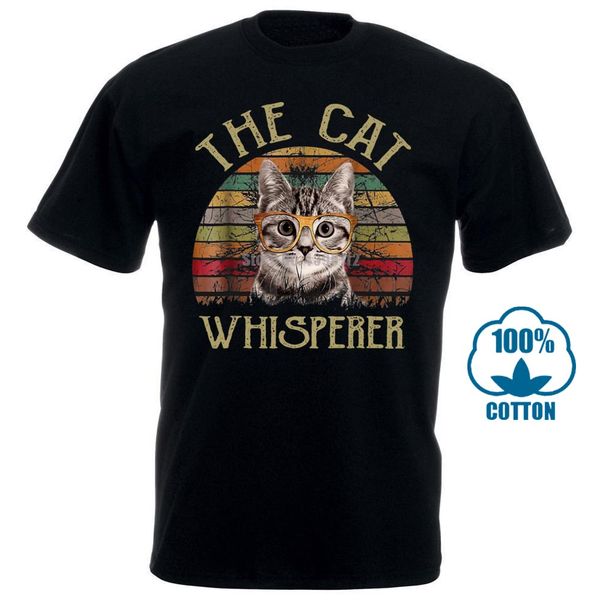 

cat whisperer vintage cat lover футболка хлопок мужчины черный s 4xl сделано в сша
