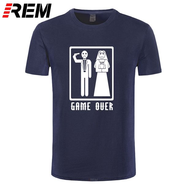 

rem fun t-shirt game over wedding marriage humor bachelor men's printed cotton t-shirt tees