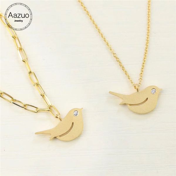 

chains aazuo real diamond 18k yellow gold lovely animal bird pendent with chain bracelet necklace gifted for children women au750, Silver