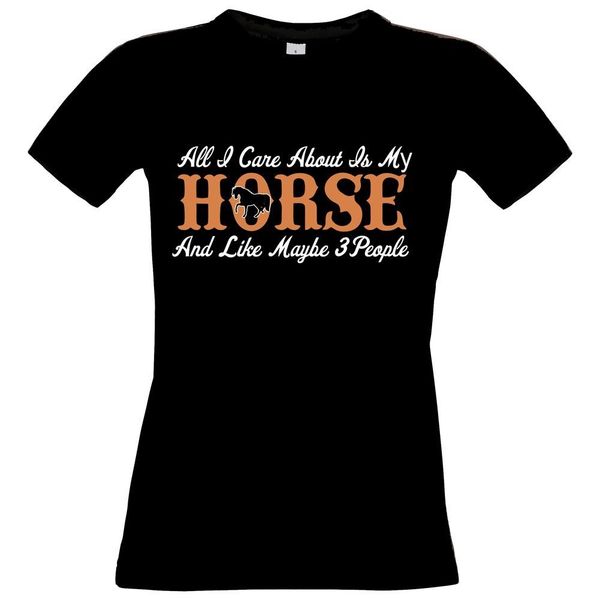 

все, что я забочусь о моей лошади и возможно 3 люди полноцветный черного t shirt подарки версия для печати t-shirthip хопа tee shirtnew приб