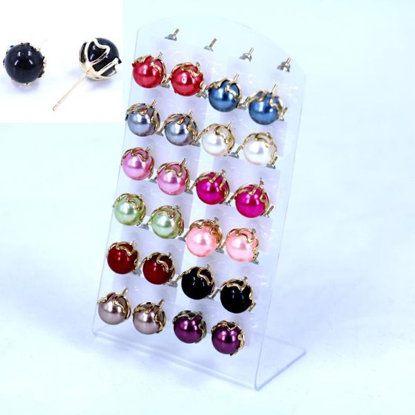 

ушные стержень 12pairs бесплатная доставка горячей новая мода корея дизайн сердце дизайн медь клип 8mm имитационной перлы серьги стержня пов, Golden;silver