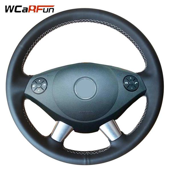 

wcarfun black genuine leather steering wheel cover for viano e30 639