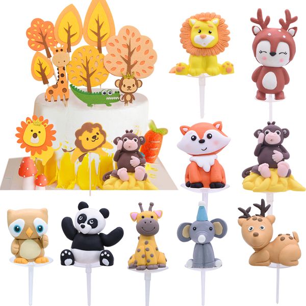 

forest jungle party cake er cartoon lion felt tree animal cupcake ers for baby shower kids birthday cake decoration