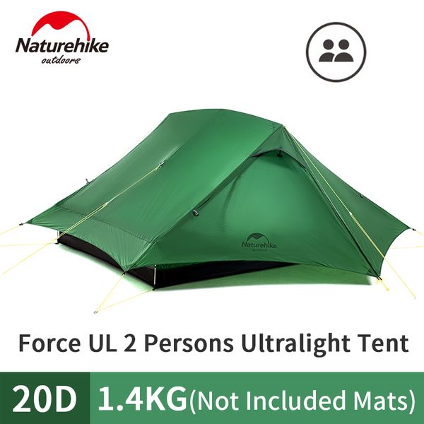 

new naturehike force ul2 camping tent 1.4kg outdoor ultralight 20d silicone large space camping hiking tent with mat