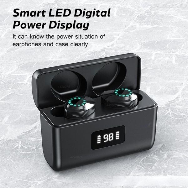 

voulao wireless headphone bluetooth 5.0 earphone tws hifi mini in-ear sports waterproof headset hd call earbuds with microphone