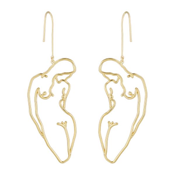 

original om female body form wire earrings 2020 abstract body lady face dangle earrings for women big statement, Silver