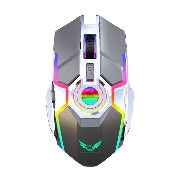 

mechanical wireless 2.4g 7 button 2400dpi mouse usb receiver rgb streaming effect for game and office