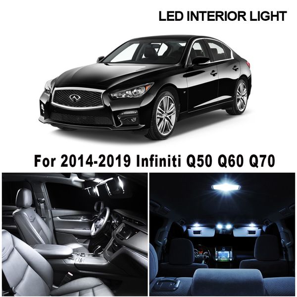 

12 x white canbus no error led lights interior kit for 2014-2020 infiniti q50 q60 q70 map dome reading trunk license plate lamp