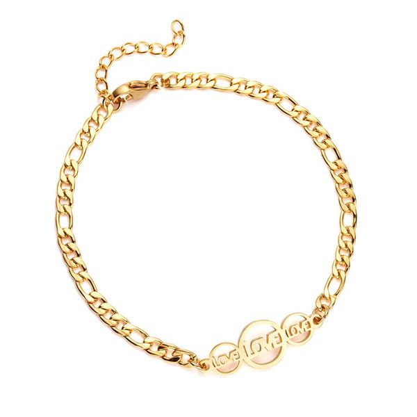 

new three letter love round hollow stainless steel bracelet golden bangles gift for man women, Black