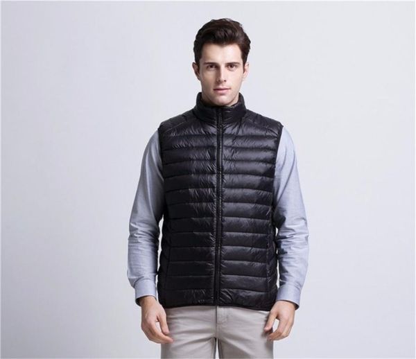 

ultra light duck down vest men 90% white duck down winter sleeveless jacket 2020 brand winter vest gilet men coat, Black