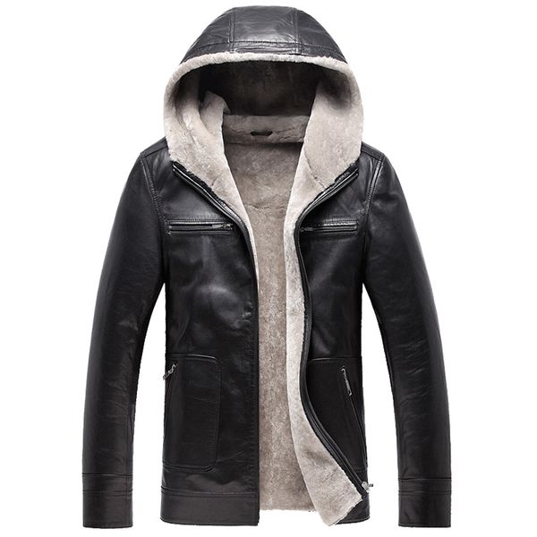 

genuine leather jacket 100%natural wool fur warm coat winter jacket men real goatskin chaqueta hombre dxl1571 my1589, Black