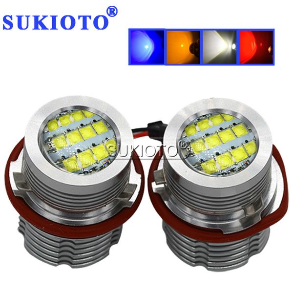 

sukioto 2pcs led marker e39 светодиодные angel eyes белый / красный / синий / желтый e65 e87 e39 e53 e63 e64 глаза ангела маркерные ореолом
