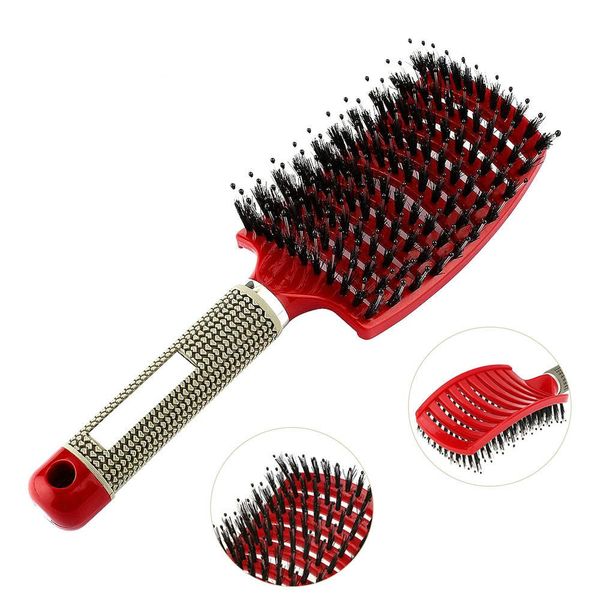 

detangle hairbrush women wet comb hair brush professional hair brush massage comb brush for hair hairdresser hairdressing tools, Silver