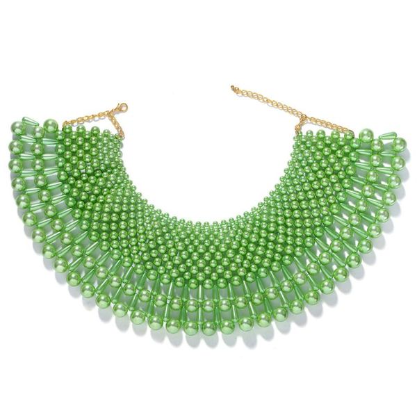 

ручная работа из бисера коренастого воротника bib египетской имитации pearl ожерелья женщины платье заявление цепь choker аксессуары d08e, Blue;purple