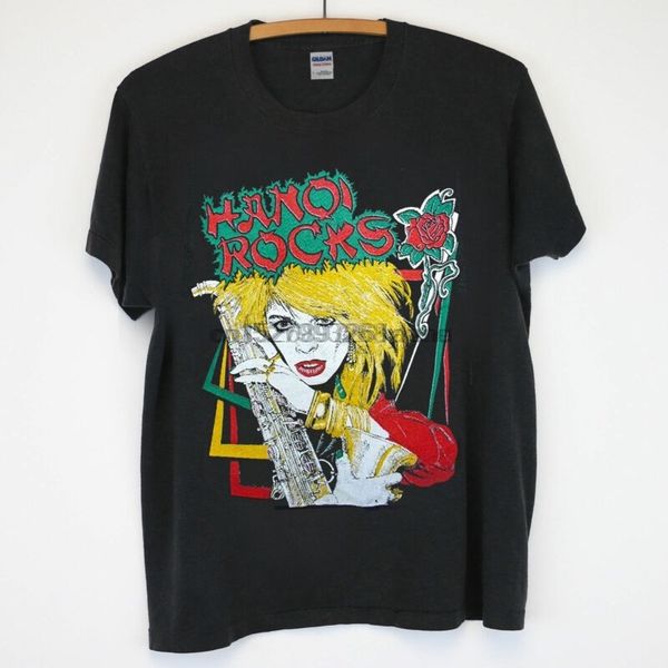 

vintage hanoi rocks 80s vest huge back patch glam metal t-shirt usa size