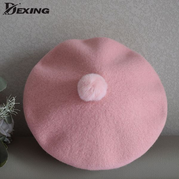 

berets lady spring autumn wool beret women girls painter hat vintage solid color kids caps female bonnet warm walking cap, Blue;gray