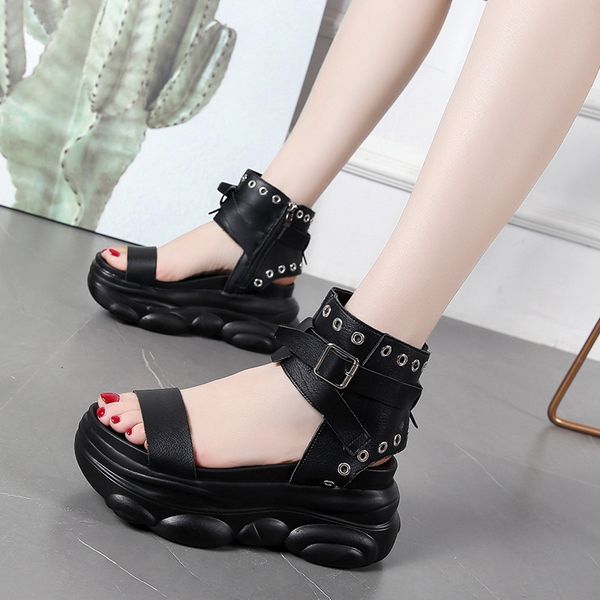 

2020 ladies women's shoes rome platform sandals women summer platform bottom fashion hight-sandal boots shoes, Black