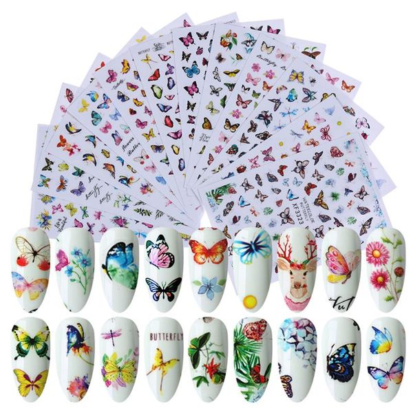 

stickers & decals 2pcs nail beauty 3d butterfly holographic adhesive diy manicure foil decoration art tips, Black