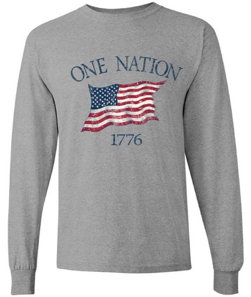 

one nation 1776 usa flag men's long sleeve t shirt patriotic