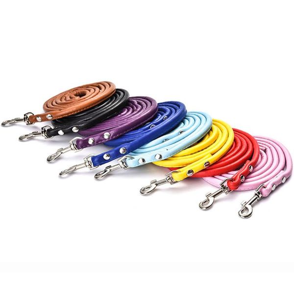 

dog collars & leashes pet leads soft leather small cat leash 120cm puppy walking training for doggie kitten accessories red blue