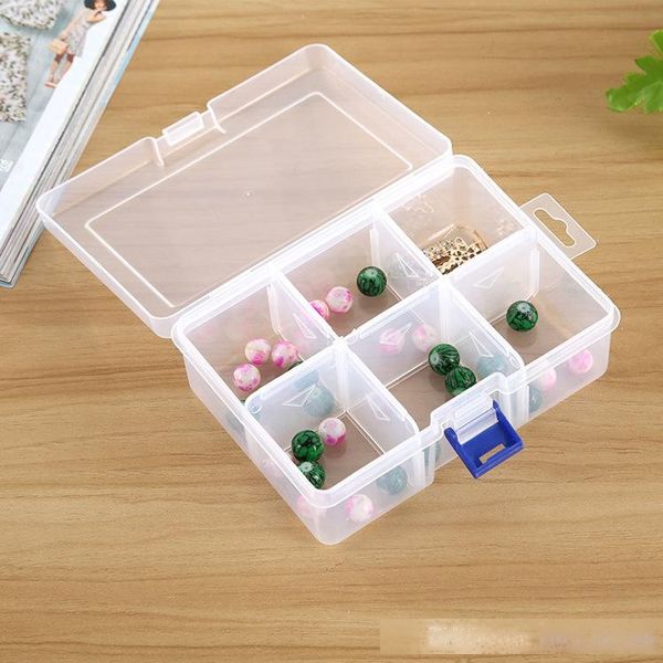 

16.5*12*6cm 6 compartment plastic storage box clear storage box for jewelry earrings toys container elh046