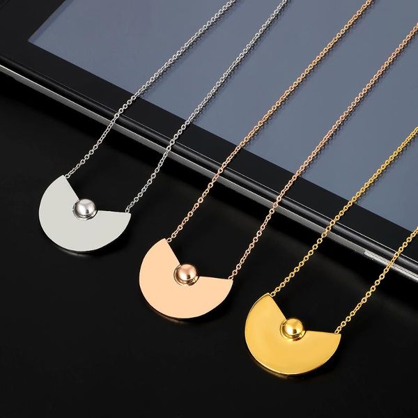

simple sector design charm women girls wedding party necklaces stainless steel fashion jewelry collier femme, Silver