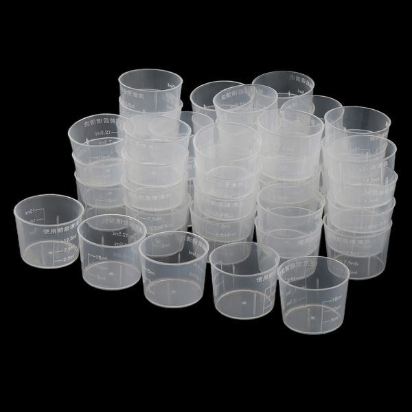 

50 шт lab 15-30ml пластиковые градуированный мензурку liquid cup container