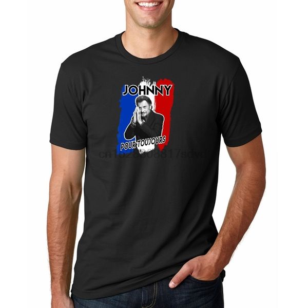 

johnny hallyday t-shirt men commemorate tee cotton casual shirt summer black homme