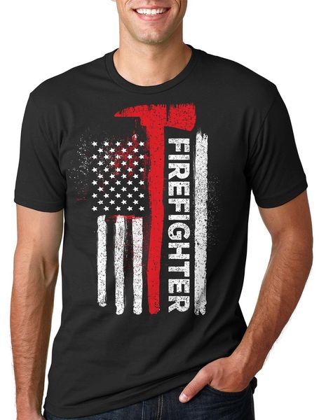 

2019 fashion 100% cotton firefighter t-shirt firefighter flag proud firefighter t-shirt gift for him tee shirt