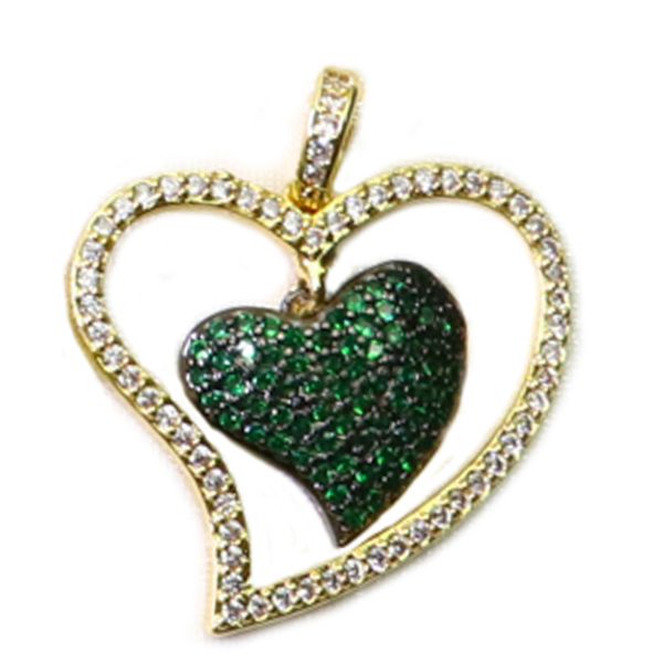 

6pcs heart charm necklace zircon heart pendants necklace mix colors crystal jewelry fashion jewelry for women 50870, Silver