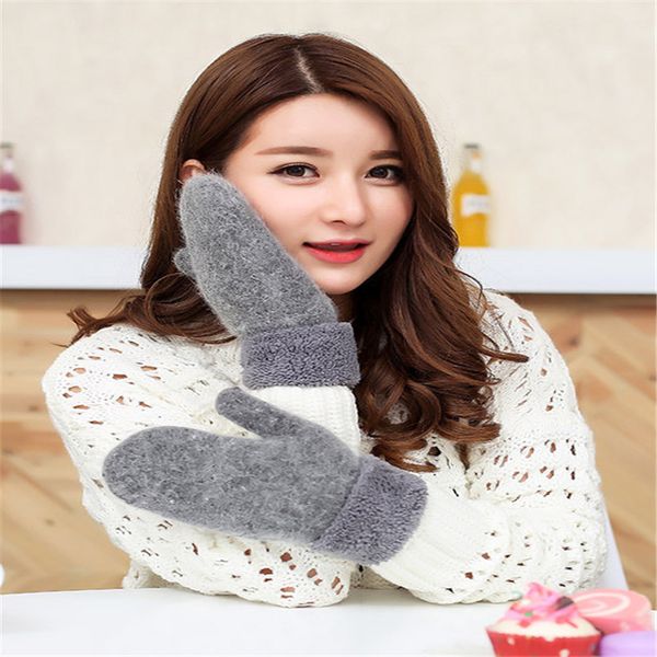 

five fingers gloves woman design women' cute winter warm wool mittens women fingerless, Blue;gray