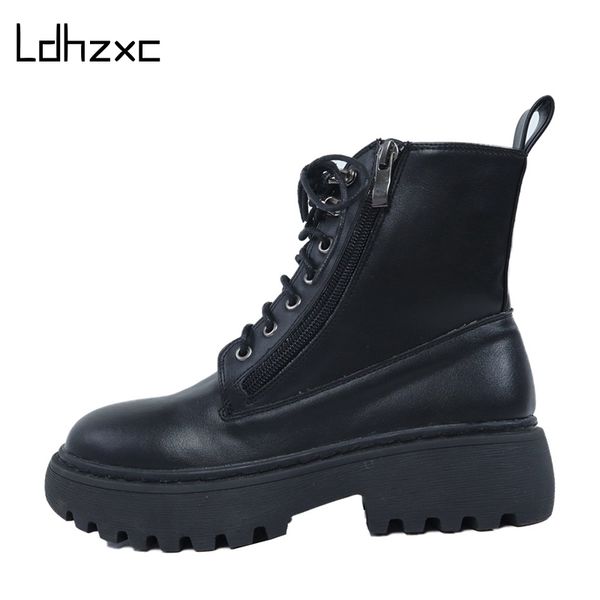 

ldhzxc 2020 fashion ankle boots platform high heel comfortable winter snow boots for women with heels black female footwear
