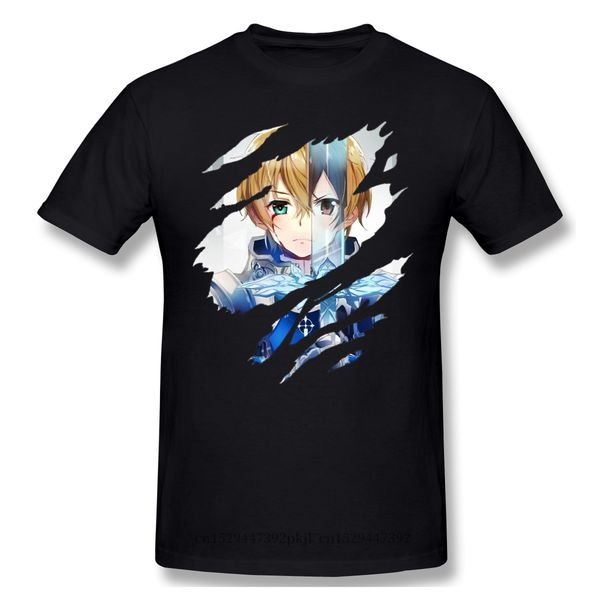 

sword art online sao смертельные игры мужские футболки топы хлопок тис eugeo x кирито футболки круглый воротник одежды