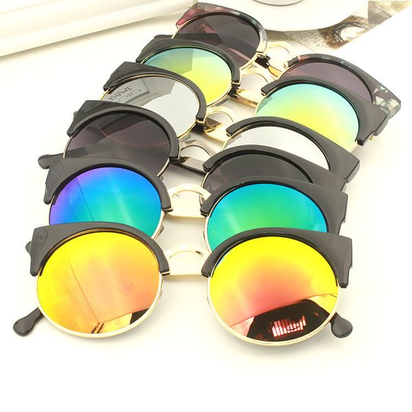 

new 2020 trend alloy cat eye sunglasses women brand designer vintage coating sun glasses women feminino gafas, White;black