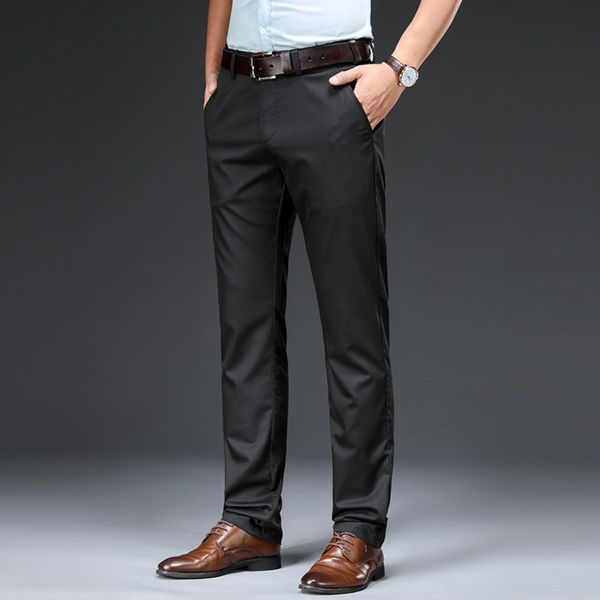 

bamboo fiber business casual pants 2020 summer thin breathable men's middle-aged loose straight men's casual pants trendy rf9rq, Blue