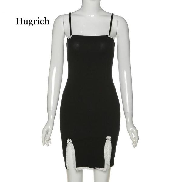 

casual dresses 2021 gothic harajuku black spaghetti strap mini split dress woman summer bodycon bar club party night cotton mujer, Black;gray