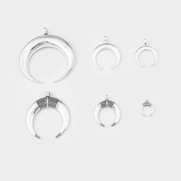 

charms 1pack antique silver color ox horn crescent half moon pendants for bracelets necklaces diy jewelry making findings, Bronze;silver