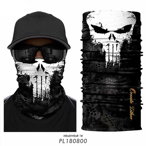 

3d punisher mask bandana mascarillas venom neck gaiter cycling face mask hiking scarves headband ski balaclava bufanda hombre, Black