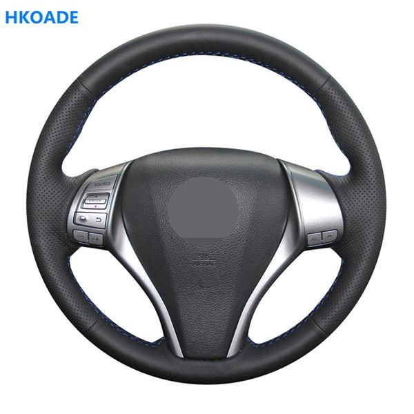 

diy black hige soft artificial leather car steering wheel cover for x-trail teana altima qashqai tiida pulsar navara