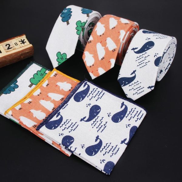 

neck ties brand necktie hankerchief scarves set vintage linen hankies men's slim narrow cartoon print cotton tie, Blue;purple