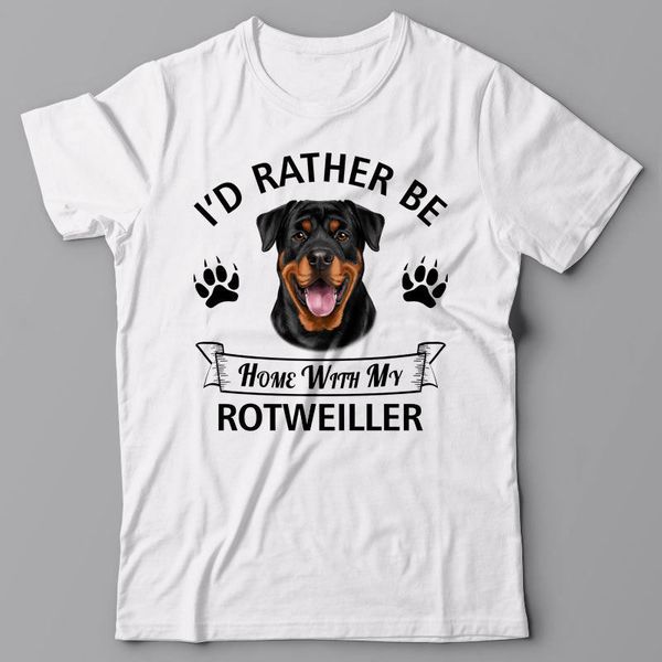 

male short sleeve pattern o-neck t-shirt rotweiller t-shirt - i'd rather be home with my rotweiller dog gift dog owner t shirts